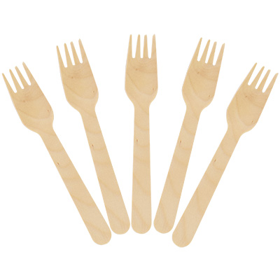 Pack Of 100 x Wooden Disposable Forks - Strong & Eco-Friendly